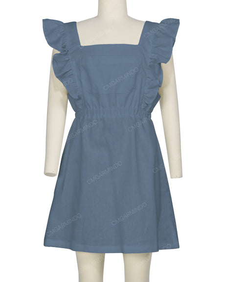 Sleeveless Side Frill Overalls Dress