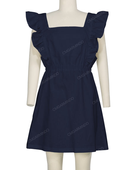 Sleeveless Side Frill Overalls Dress