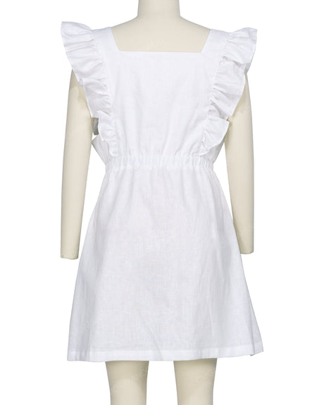 Sleeveless Side Frill Overalls Dress