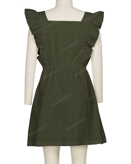 Sleeveless Side Frill Overalls Dress
