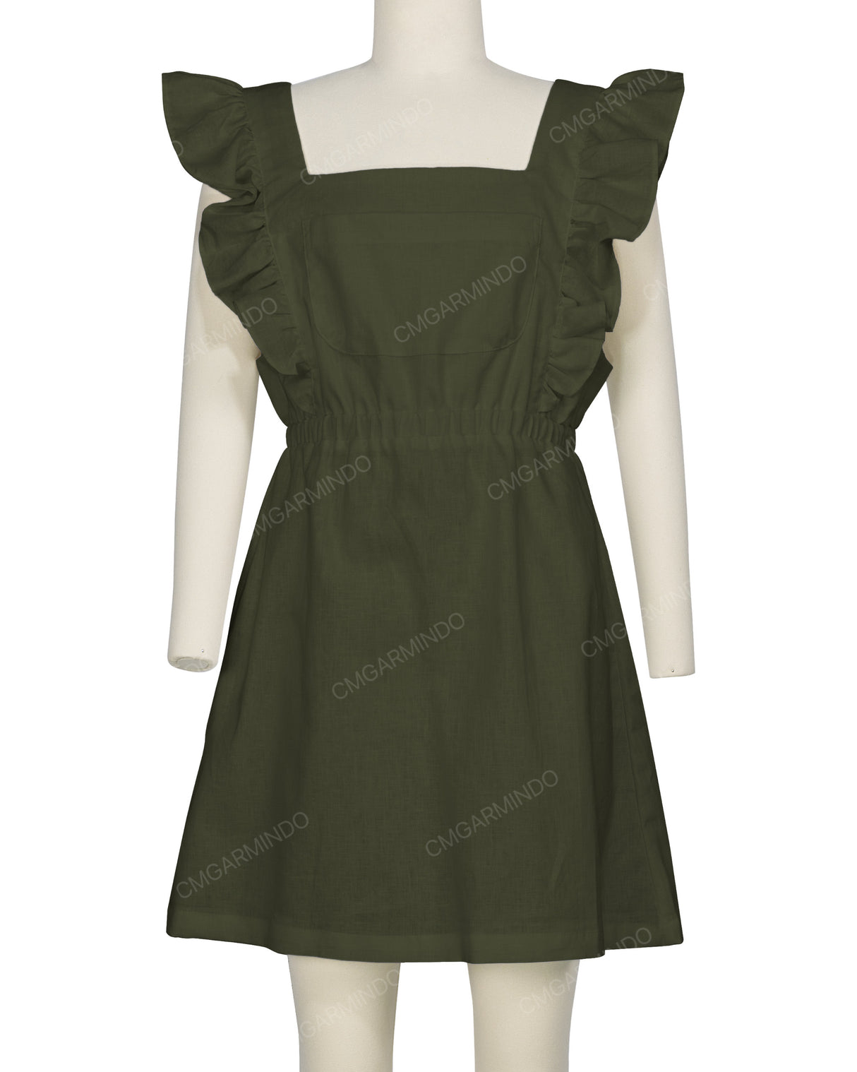 Sleeveless Side Frill Overalls Dress
