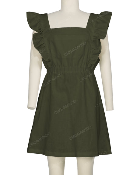 Sleeveless Side Frill Overalls Dress