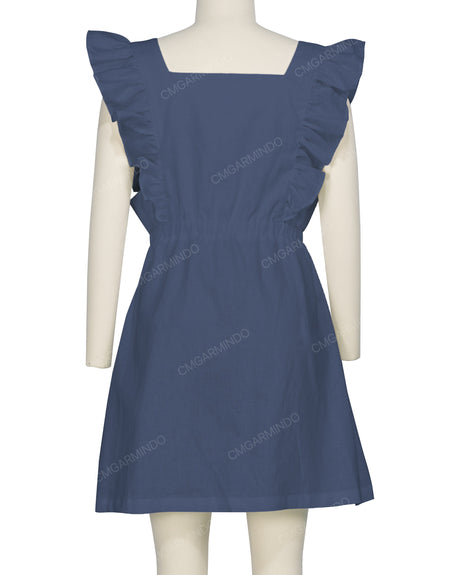 Sleeveless Side Frill Overalls Dress