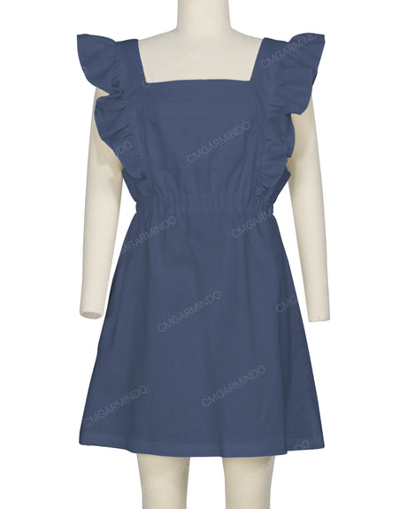 Sleeveless Side Frill Overalls Dress