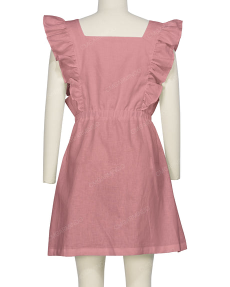 Sleeveless Side Frill Overalls Dress