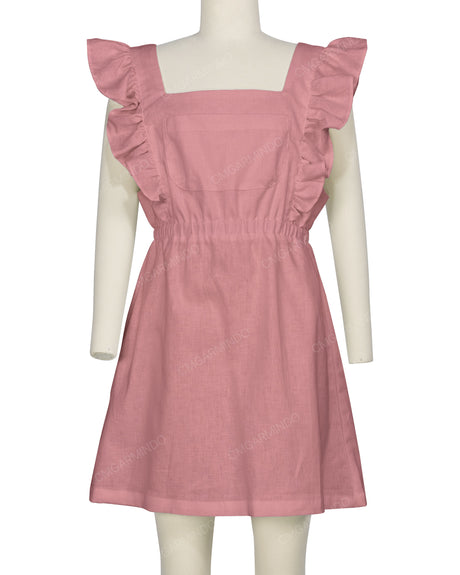 Sleeveless Side Frill Overalls Dress