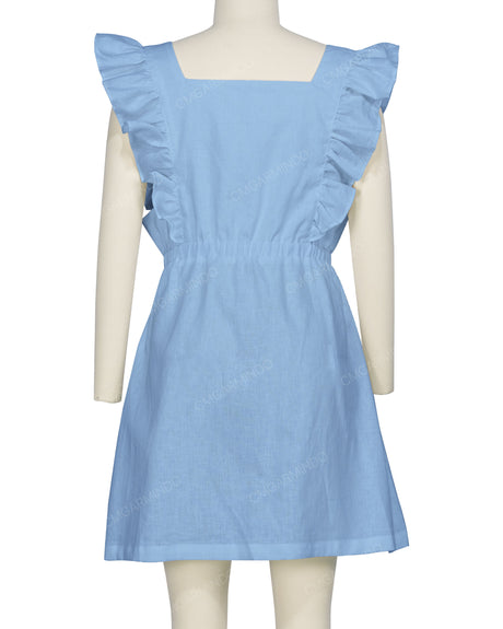 Sleeveless Side Frill Overalls Dress