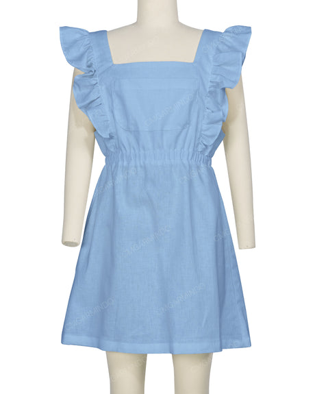 Sleeveless Side Frill Overalls Dress