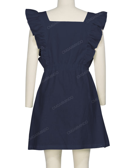 Sleeveless Side Frill Overalls Dress