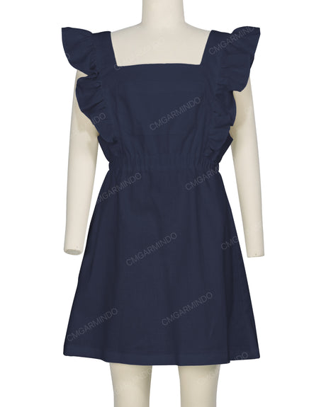 Sleeveless Side Frill Overalls Dress