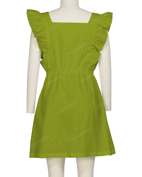 Sleeveless Side Frill Overalls Dress