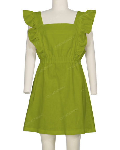 Sleeveless Side Frill Overalls Dress