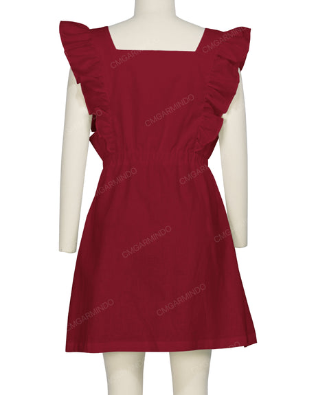 Sleeveless Side Frill Overalls Dress