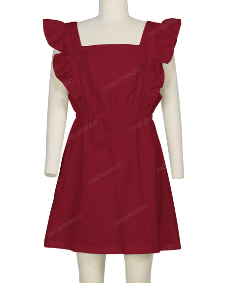 Sleeveless Side Frill Overalls Dress