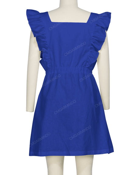 Sleeveless Side Frill Overalls Dress