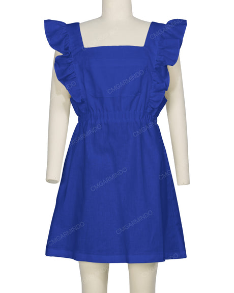 Sleeveless Side Frill Overalls Dress