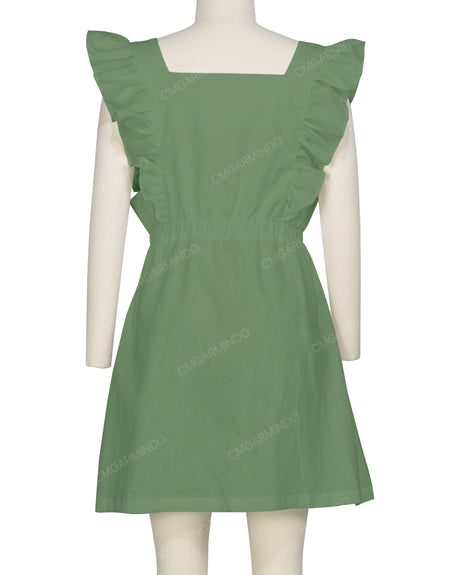 Sleeveless Side Frill Overalls Dress