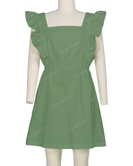Sleeveless Side Frill Overalls Dress