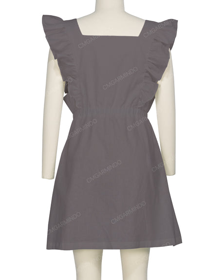 Sleeveless Side Frill Overalls Dress