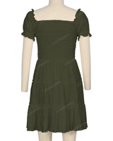 Puff Sleeve Shirred Dress