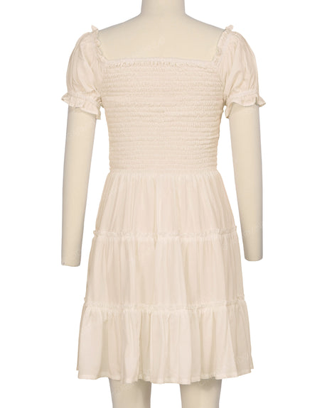 Puff Sleeve Shirred Dress