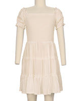 Puff Sleeve Shirred Dress