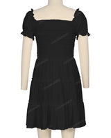 Puff Sleeve Shirred Dress