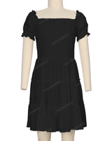 Puff Sleeve Shirred Dress