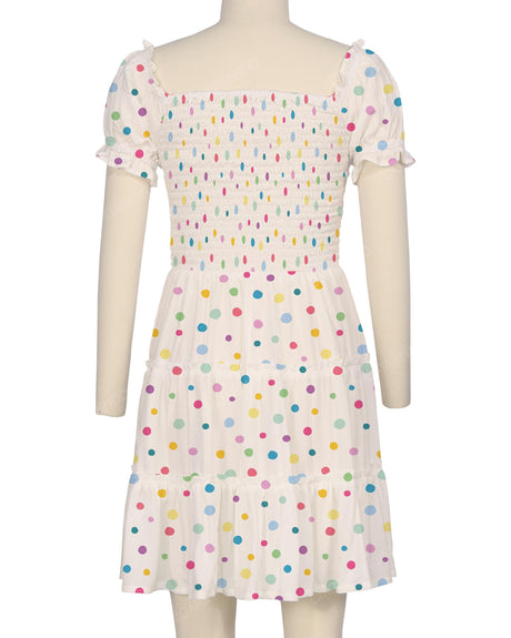 Puff Sleeve Shirred Dress
