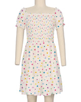 Puff Sleeve Shirred Dress