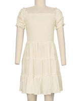 Puff Sleeve Shirred Dress