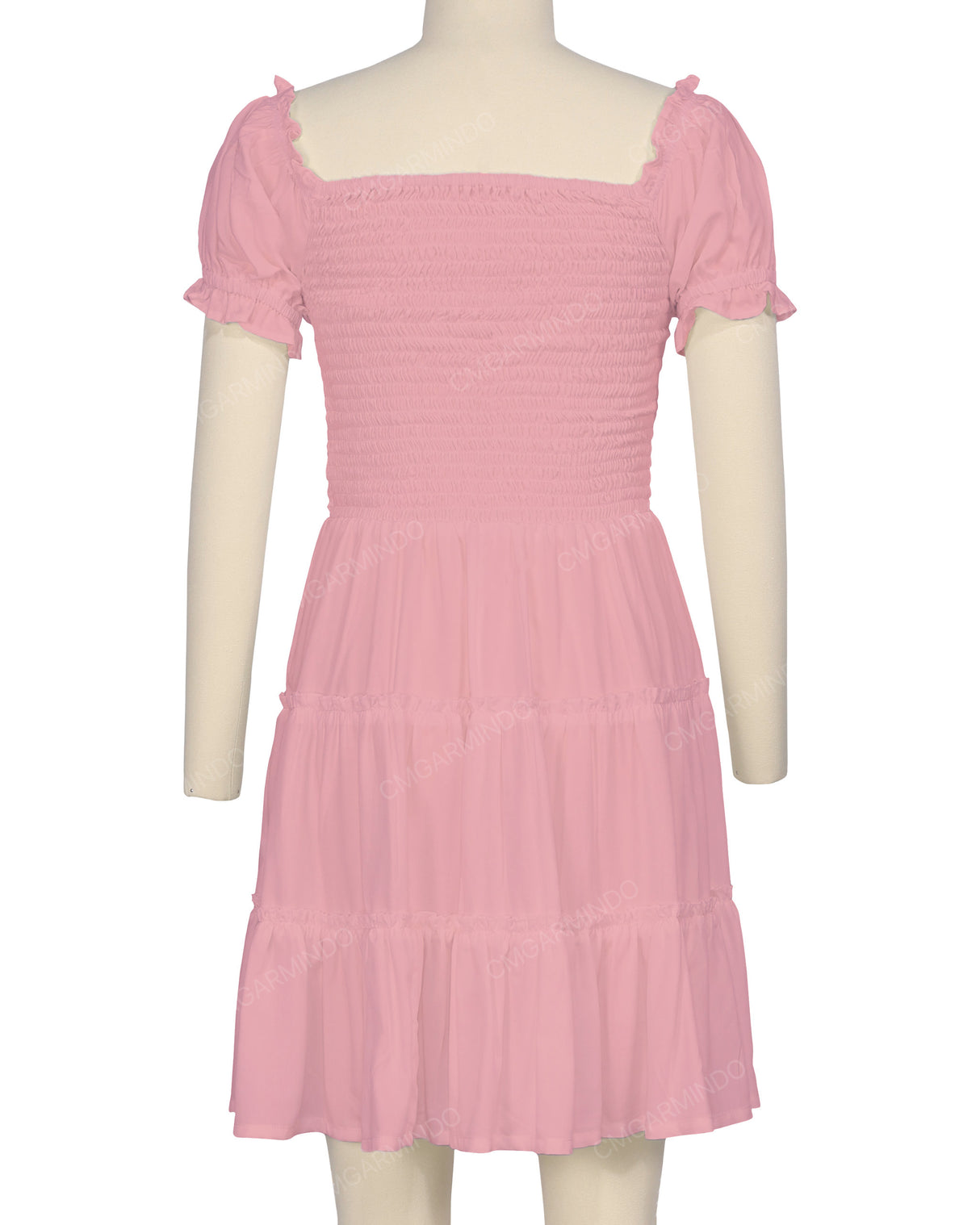 Puff Sleeve Shirred Dress