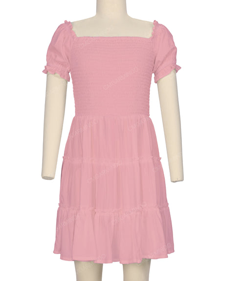 Puff Sleeve Shirred Dress