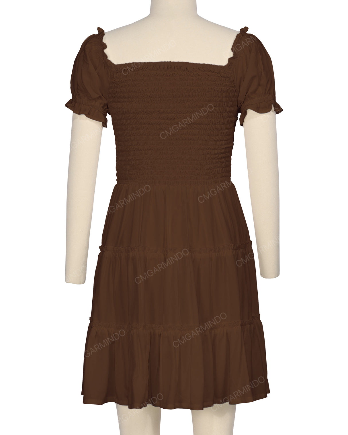 Puff Sleeve Shirred Dress