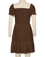 Puff Sleeve Shirred Dress