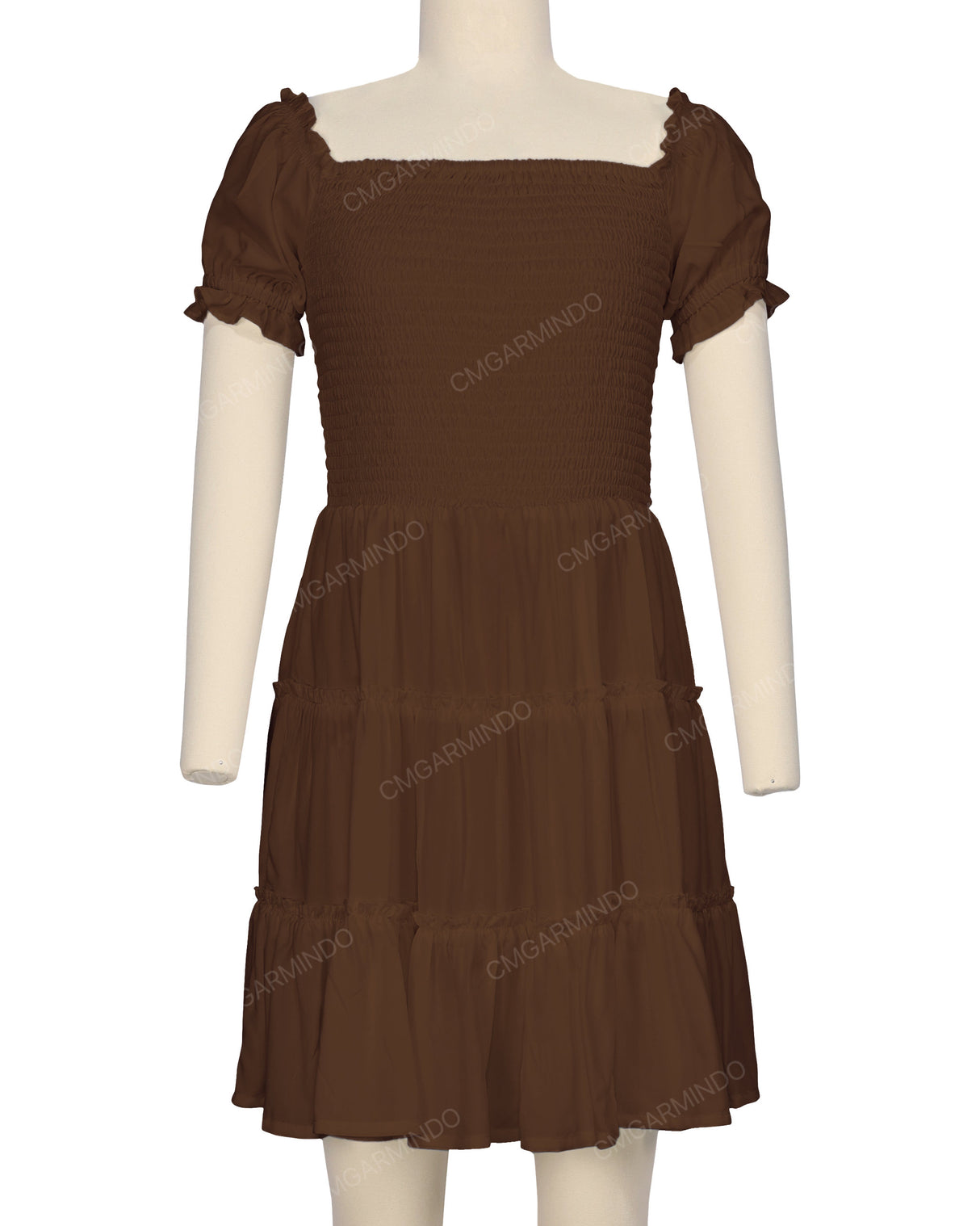 Puff Sleeve Shirred Dress