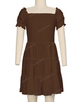 Puff Sleeve Shirred Dress