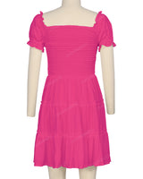 Puff Sleeve Shirred Dress