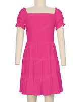 Puff Sleeve Shirred Dress