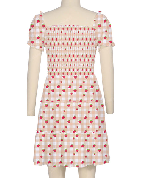 Puff Sleeve Shirred Dress