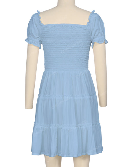 Puff Sleeve Shirred Dress