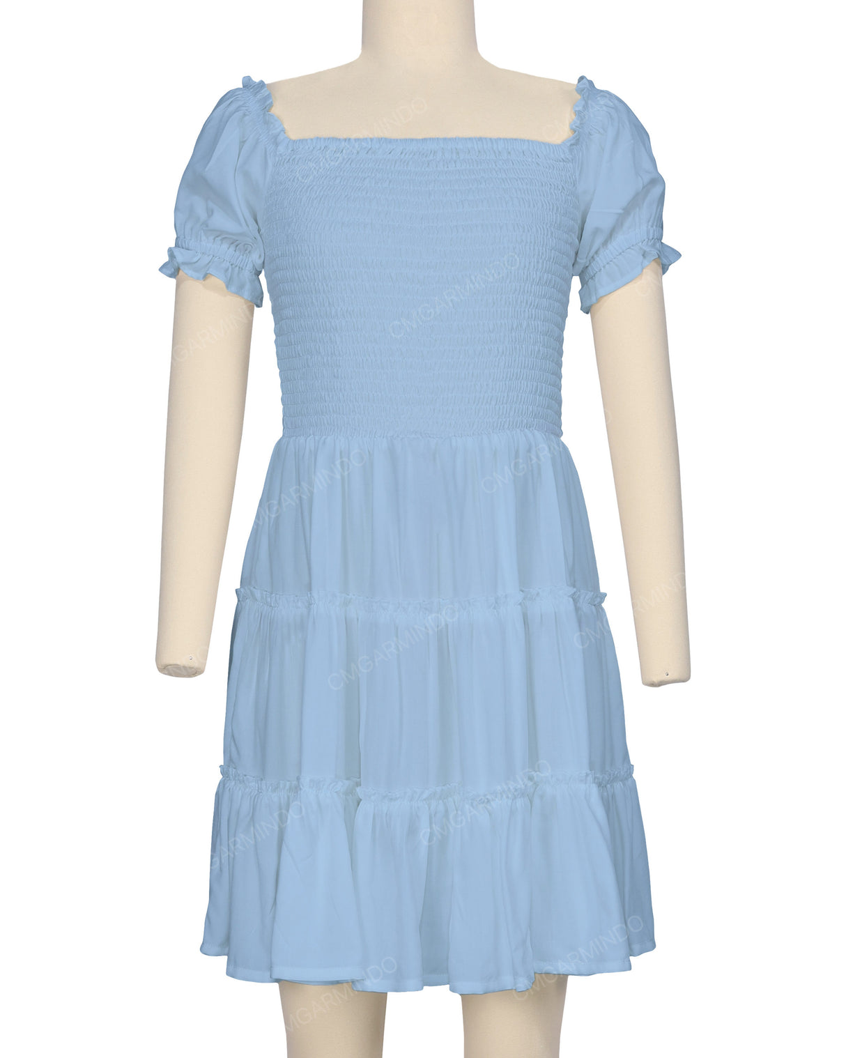 Puff Sleeve Shirred Dress