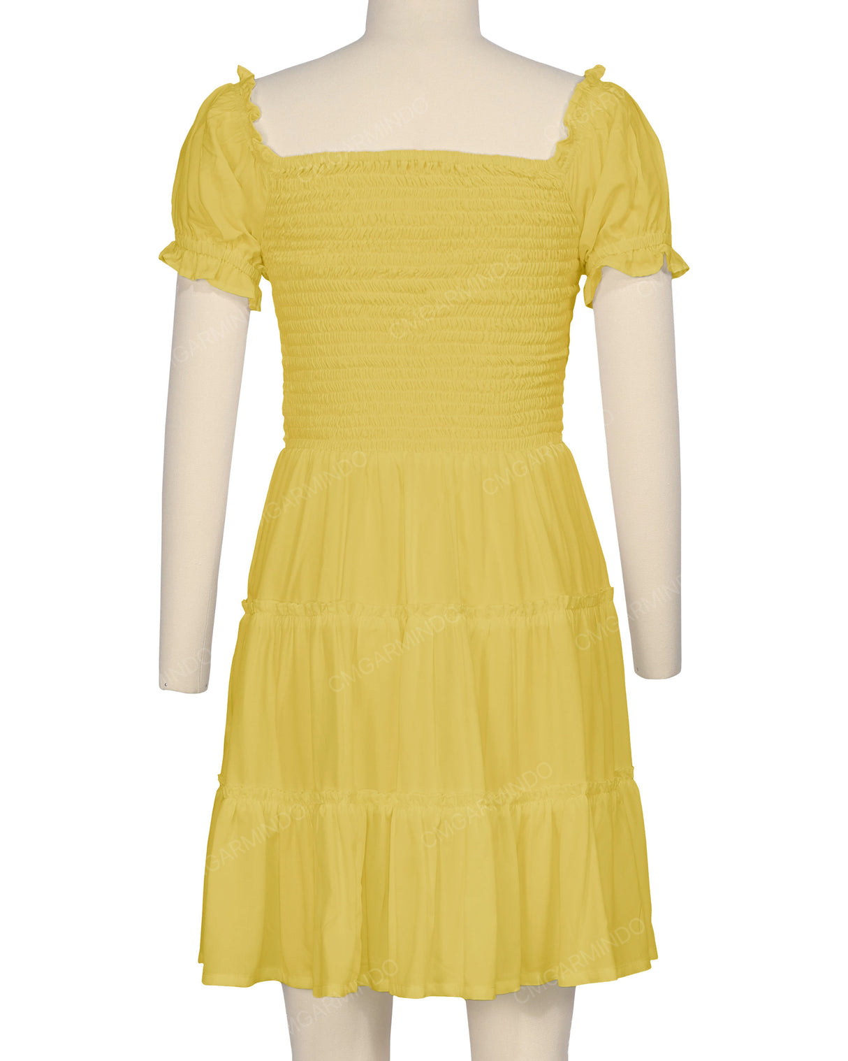 Puff Sleeve Shirred Dress