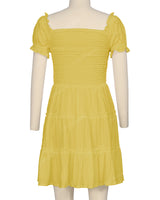 Puff Sleeve Shirred Dress
