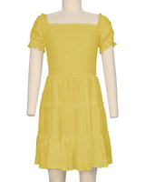 Puff Sleeve Shirred Dress