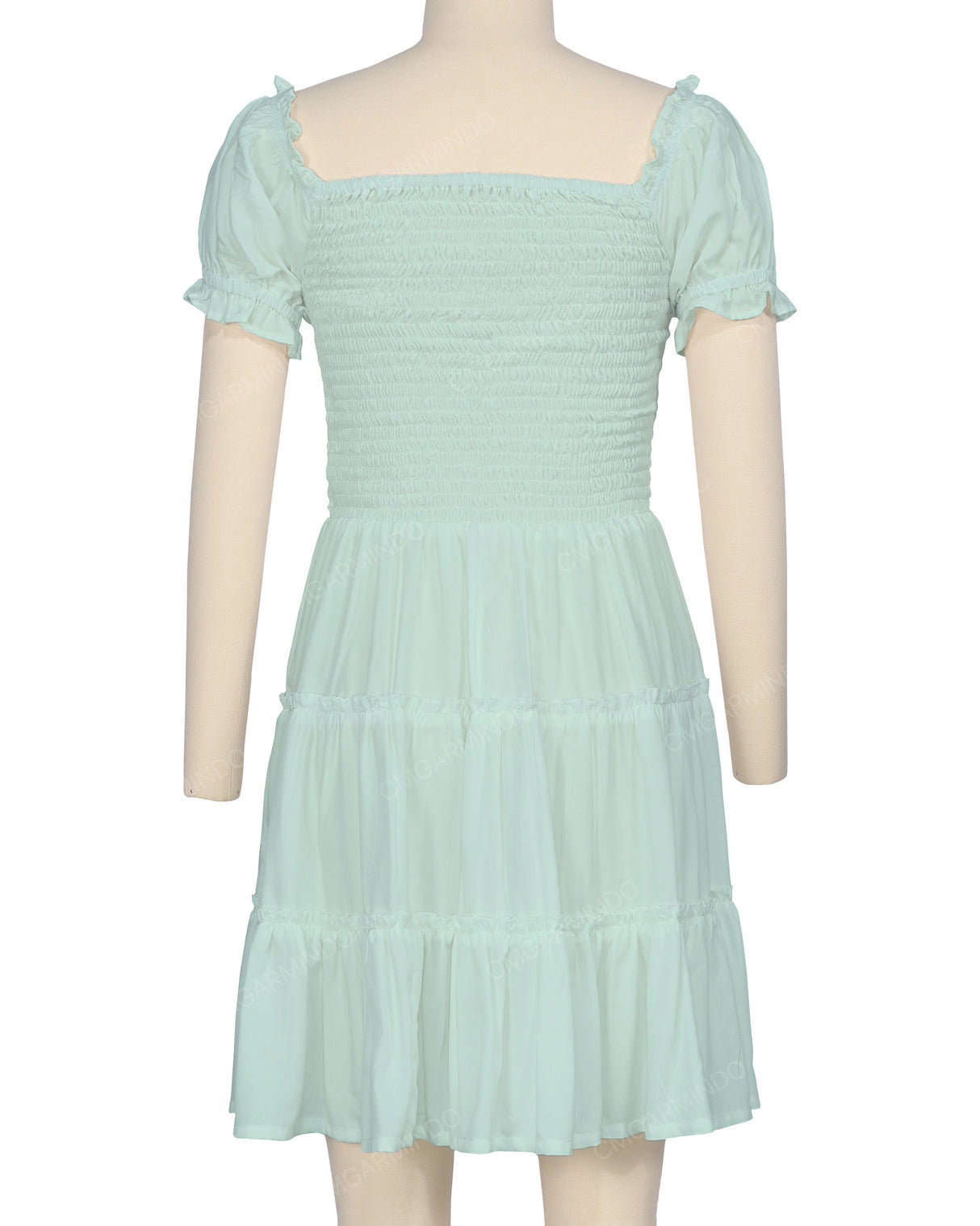 Puff Sleeve Shirred Dress