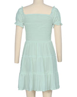 Puff Sleeve Shirred Dress