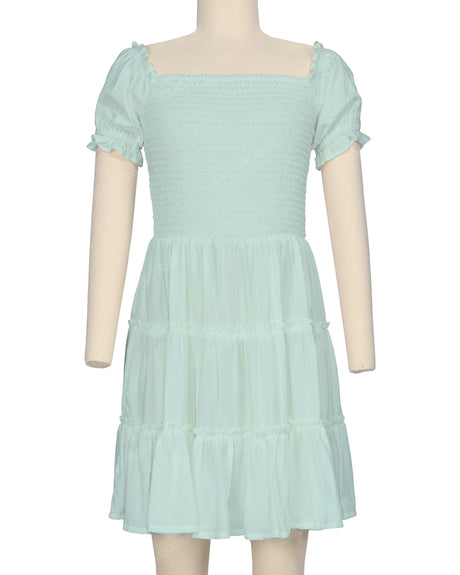 Puff Sleeve Shirred Dress