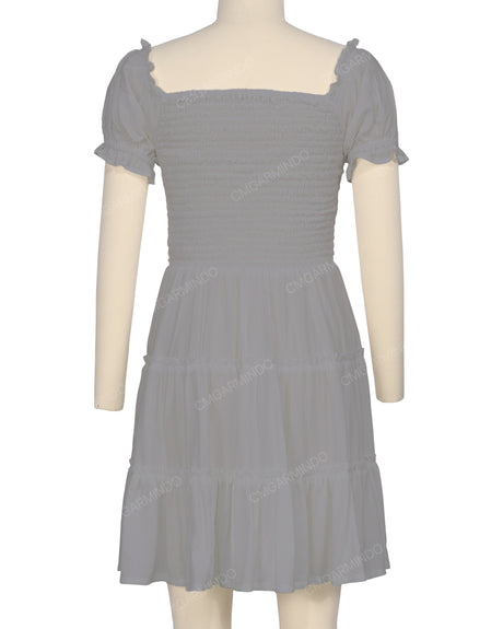 Puff Sleeve Shirred Dress