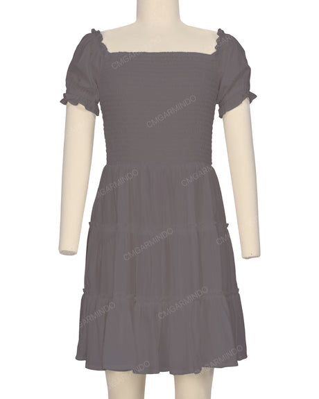 Puff Sleeve Shirred Dress